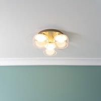 ValueLights Alissa IP44 Rated Bathroom 3 Way Glass Integrated LED Flush Ceiling Light in Gold