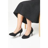 Good For the Sole Women's : Wide Fit Elsa Almond Toe Stiletto Heel Court Shoes in Natural Black | Size: 3