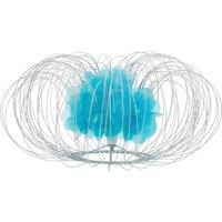 Orsina 55.5cm Glass & Brass Finish Table Lamp With White Shade, Glass Dome Base Lamp, Classic Side Lamp For Lounge in Blue