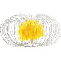 Orsina 55.5cm Glass & Brass Finish Table Lamp With White Shade, Glass Dome Base Lamp, Classic Side Lamp For Lounge in Yellow