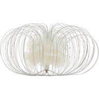 Orsina 55.5cm Glass & Brass Finish Table Lamp With White Shade, Glass Dome Base Lamp, Classic Side Lamp For Lounge in Silver