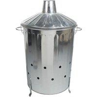 simpa 90L Galvanised Steel Incinerator & Lid in Metallic Silver | Size: Large
