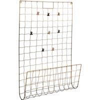 Orsina Wall Mount Magazine Rack with Clips, Black & Rose Gold Iron Wire Files Holder, Modern Design Document Stand