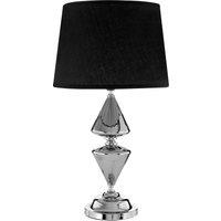 Orsina Geometric Black Shade Table Lamp, Decorative Lamp With Chrome Base, Stylish Bedside Light For Modern Homes