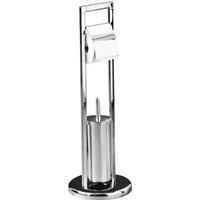 Orsina Unique Chrome Bathroom Set, Toilet Brush & Roll Large Holder, Toilet Roll Stand With Integrated Loo Brush in Silver