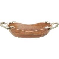 Orsina Acacia Wood Fruit Bowl, Handcrafted Wooden Bowl, Oval Bowl For Fruit Display, Decorative Wooden Tableware in Natural