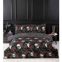 Rapport Home Skulls & Roses Microfibre Duvet Set with Pillowcase | Size: King