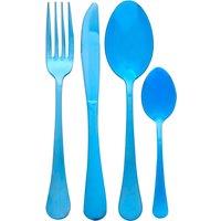 Orsina 16 Piece Stainless Steel Cutlery Set, Avie Colored Cutlery Set, Luxury Cutlery Set, Modern 16 Piece Cutlery Set in Blue