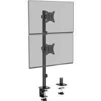 VonHaus Height Adjustable Vertical Double Monitor Stand with Clamp in Black