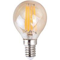 ValueLights E14 Pack of 6 4W Amber Filament Golfball Warm White LED Bulbs in Orange