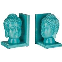 Orsina Piper Set of 2 Buddha Head Bookends in Turquoise
