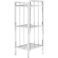 Orsina Contemporary 3 Tier Chrome Shelf Unit with Slatted Sides, Versatile Large Shelving Unit, Durable Shelf in Silver