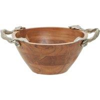 Orsina Luxe Acacia Wood Medium Bowl With Side Handles, Decorative Wood Bowl, Centerpiece Bowl, Versatile Salad Bowl in Natural