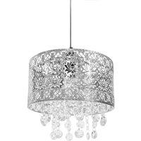 ValueLights Enna Silver Easy Fit Moroccan Pendant Shade With Acrylic Jewel Droplets