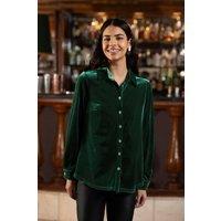 Yumi Women's Green Velvet Relaxed Fit Shirt | Size: 10