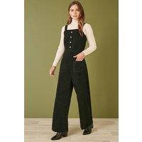 Black Cord Stretch Dungaree Style Jumpsuit