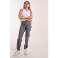 Pink Vanilla Women's Pocket Detail Wide Leg Cargo Pants in Grey | Size: 6