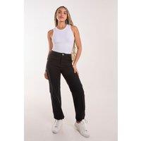Pink Vanilla Women's Pocket Detail Wide Leg Cargo Pants in Black | Size: 8