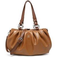 JFY Women's Pleated Top Handle Zip Closure Hobo Shoulder Bag in Brown