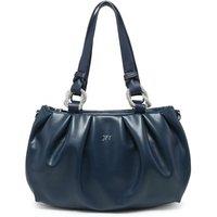JFY Women's Pleated Top Handle Zip Closure Hobo Shoulder Bag in Dark Blue
