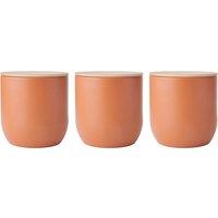 KitchenCraft Idilica Set of 3 Green Kitchen Canisters with Beechwood Lid in Terracotta
