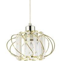Happy Homewares Modern Pendant Lamp Shade with Clear Acrylic Rectangular Prims & Twisted Frame in Gold