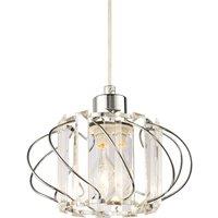 Happy Homewares Modern Pendant Lamp Shade with Clear Acrylic Rectangular Prims & Twisted Frame in Silver