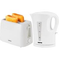 Geepas Kettle & Toaster Sets 1.7L Kettle & 2 Slice Small Slot Toaster in White