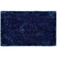 Allure Bath Fashions Velvet Chenille Bobble Bath Mat Non-Slip in Navy