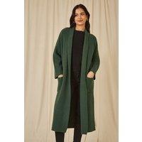 Yumi Women's Green Knitted Maxi Cardigan With Pockets | Size: Small