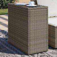 Berkfield Home Garden Side Table with Glass Top Grey 58x27.5x55 cm Poly Rattan