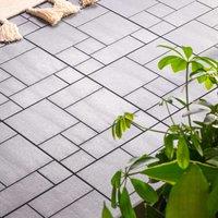 Nicoman Pack of 40 Mosaic Garden Patio Cosmopolitan Interlocking Deck Tiles Light Grey