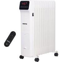 Geepas 11 Fin Oil Filled Radiator Digital Portable 2500W Heater Thermostat with Remote Control in White