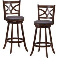 Costway Set of 2 Bar Stools Counter Height Chair Pub 360 Swiveling Upholstered Seat 29" in Brown
