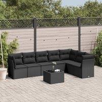 Berkfield Home 8 Piece Garden Sofa Set with Cushions Black Poly Rattan