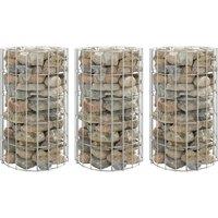 Berkfield Home Circular Gabion Raised Beds 3 pcs Galvanised Steel 30x50 cm in Silver | Size: 30x50 cm