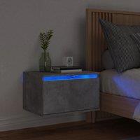 Berkfield Home Wall-mounted Bedside Cabinet with LED Lights Concrete Gery in Grey
