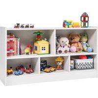 Costway Wooden Cube Bookcase 2 Tier Open Storage Shelving Unit with 5 Compartments in White