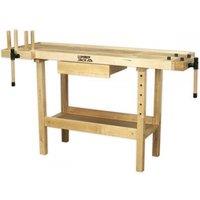 Lumberjack Heavy Duty Solid Wooden Woodworking Work Bench Drawer 2 Vice in Nude