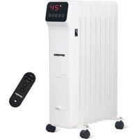 Geepas 2000W Digital 9 Fin Oil Filled Radiator Heater with Remote Control & Adjustable Thermostat in White