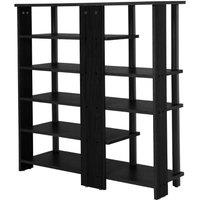 H&O Direct Open Wooden Shoe Rack in Black