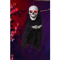 H&O Direct Halloween Sound Control Glowing Hanging Skeleton Ghost in Black