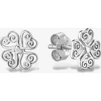 Rosa Lea Women's Filigree Heart Four Leaf Clover Stud Earrings AM-2THB009904 in Silver