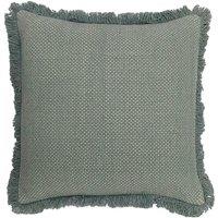 Furn Sienna Twill Woven Fringed Cushion in Teal | Size: 45 cm x 45 cm