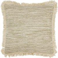 Furn Sienna Twill Woven Fringed Cushion in Natural | Size: 45 cm x 45 cm
