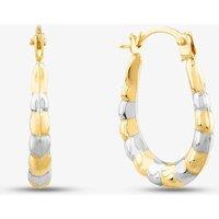 T.H.Baker Women's 9ct Gold Two Colour Groove Creole Earrings 2.53.3889