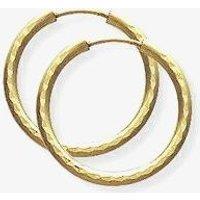 T.H.Baker Women's 9ct Gold Diamond Cut Tube Sleeper Earrings SE937