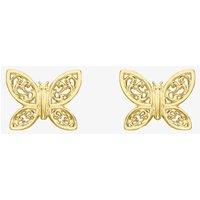T.H.Baker Women's 9ct Yellow Gold Filigree Butterfly Stud Earrings 1.55.6879