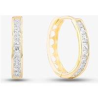 T.H.Baker Women's 9ct Yellow Gold Cubic Zirconia Huggie Hoop Earrings 1.57.9779