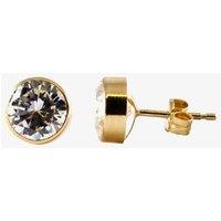 T.H.Baker Women's 9ct Gold 7mm Round Cubic Zirconia Stud Earrings 1573413